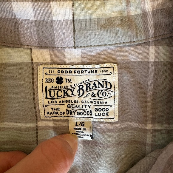 Lucky Brand Men's Button Up Linen Plaid Short Sleeve Utility - Picture 4 of 5